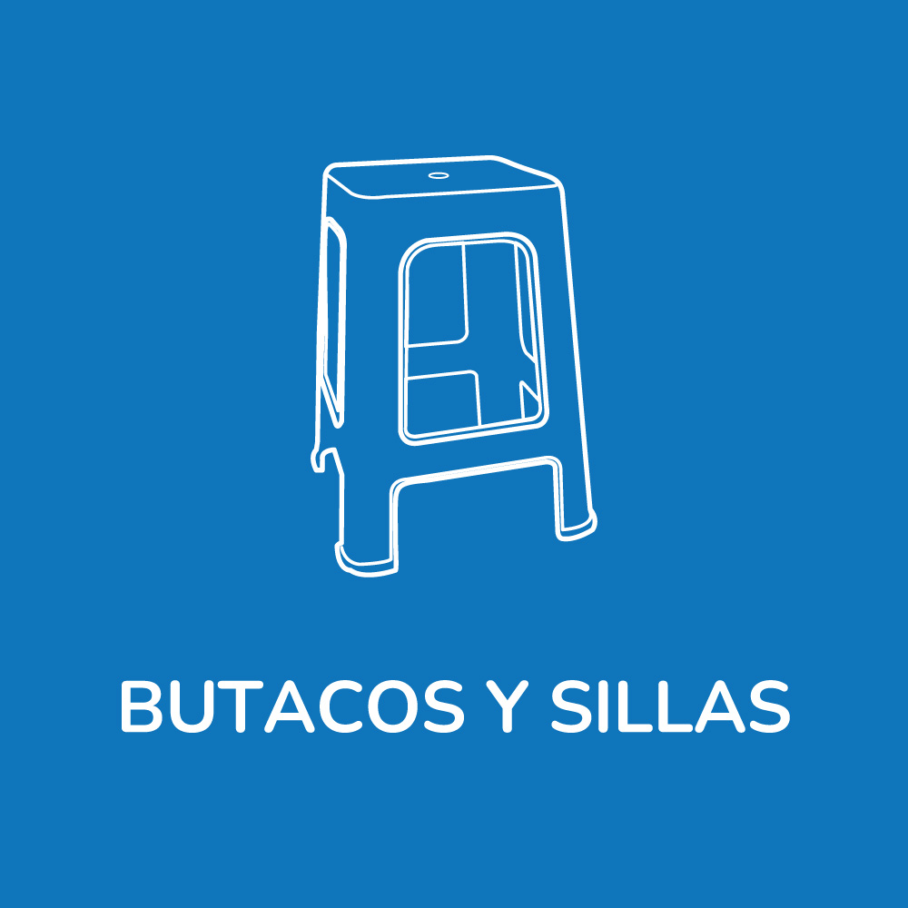 butacos y sillas de plástico