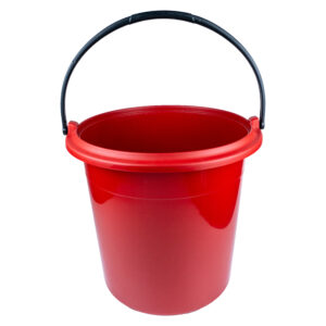 Balde Mundiplas 15 L sin tapa. Plástico resistente, asa ergonómica y fácil limpieza. Disponible en gris, rojo, verde y azul. Ideal para uso doméstico e industrial.