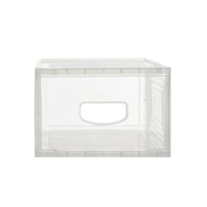 Caja organizadora transparente para zapatos de 33x25x17 cm apilada con calzado visible en su interior